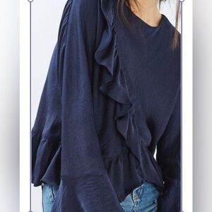 NWOT Anthropologie Silky Ruffle Blouse